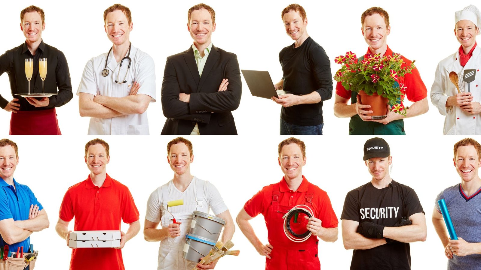 Man in Different Professions and Positions